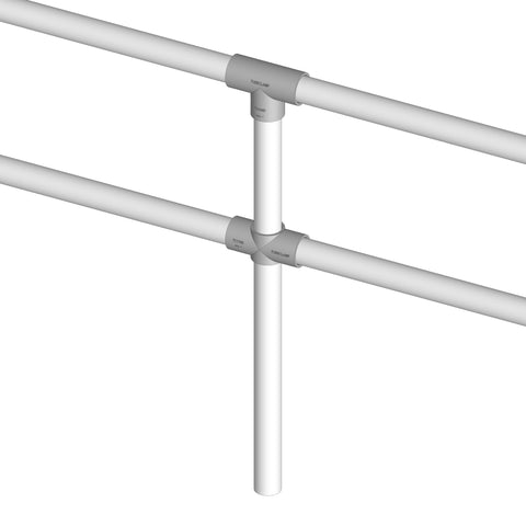 Industrial handrail intermediate stanchion with 2 rails