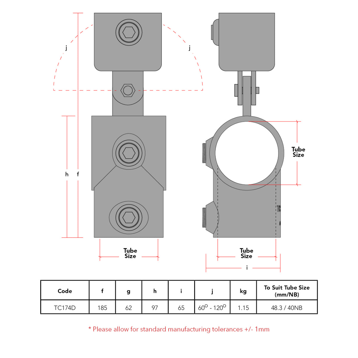 174 - Tee Swivel Combination – Tubeclamp AU