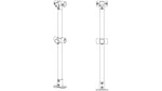 TC 424 - Three Junction Double Railing (2R) Stanchion Post Galvanized Render